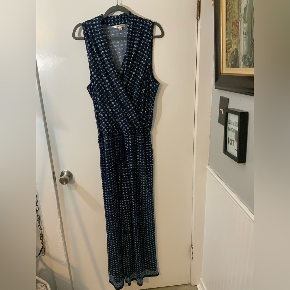 Sophie Max Floral Navy Wrap style jumpsuit blue with print details size XL